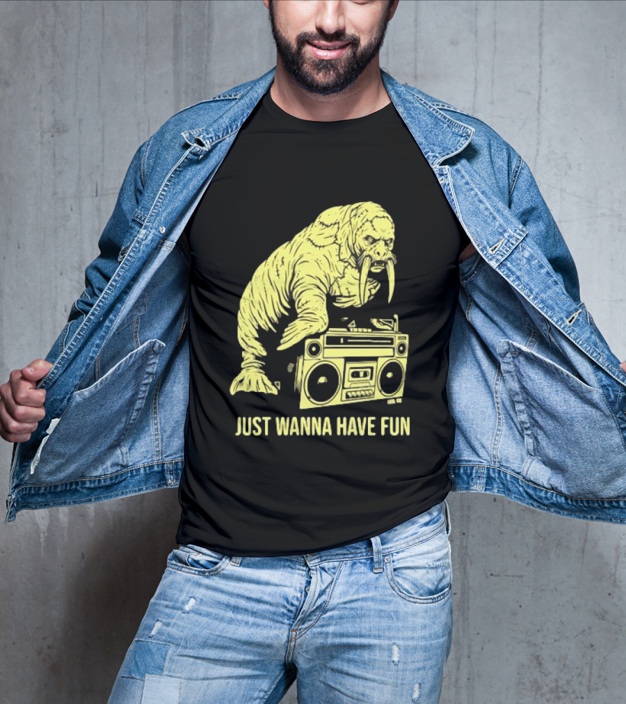Walrus DJ Just Wanna Have Fun With Boombox T-Shirt