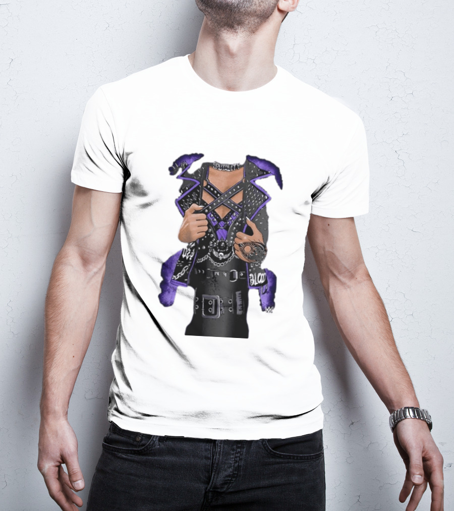 WWE Rhea Ripley Leather Jacket Chains Studs Purple Black Gear T-Shirt