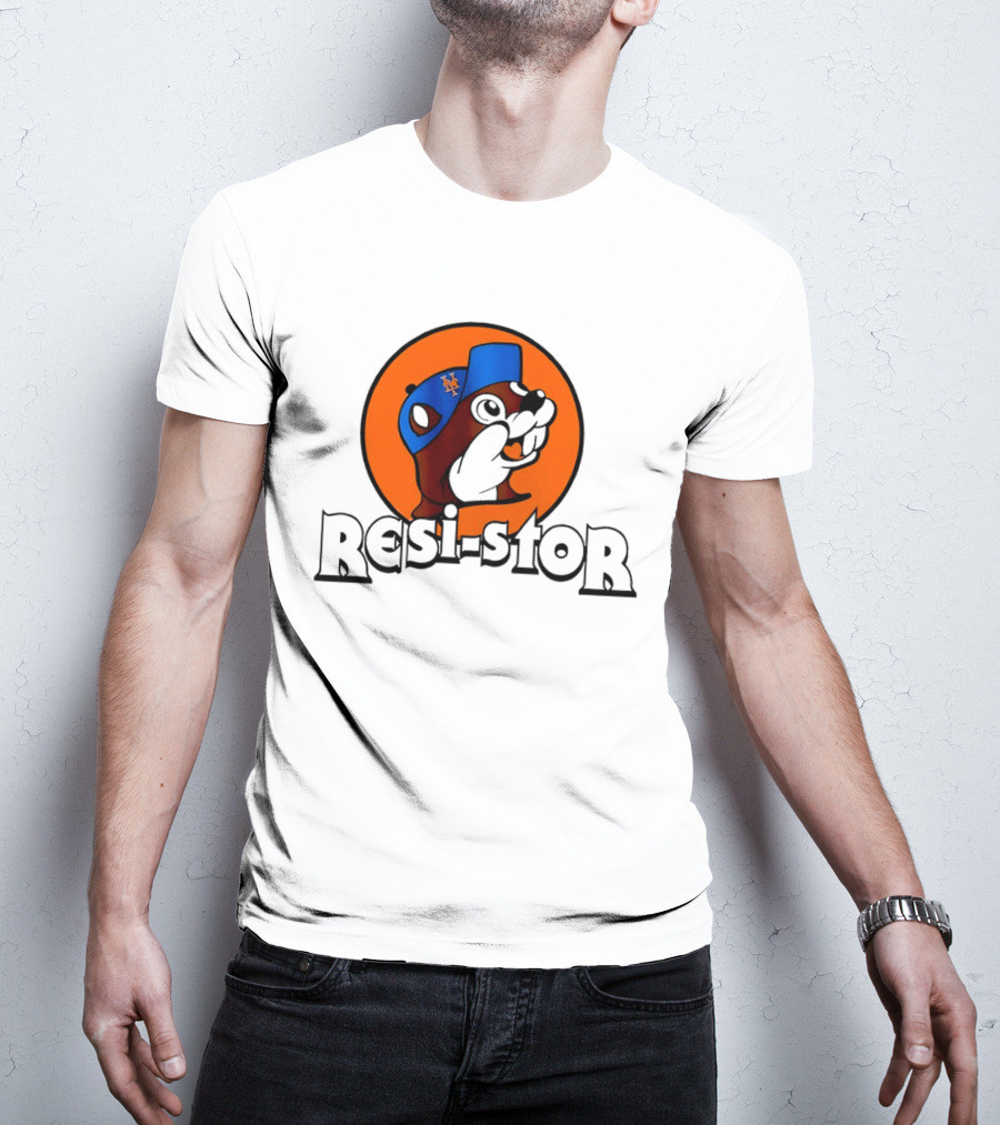 New York Mets Buc Ee's Resi Stor Beaver Blue Cap T-Shirt