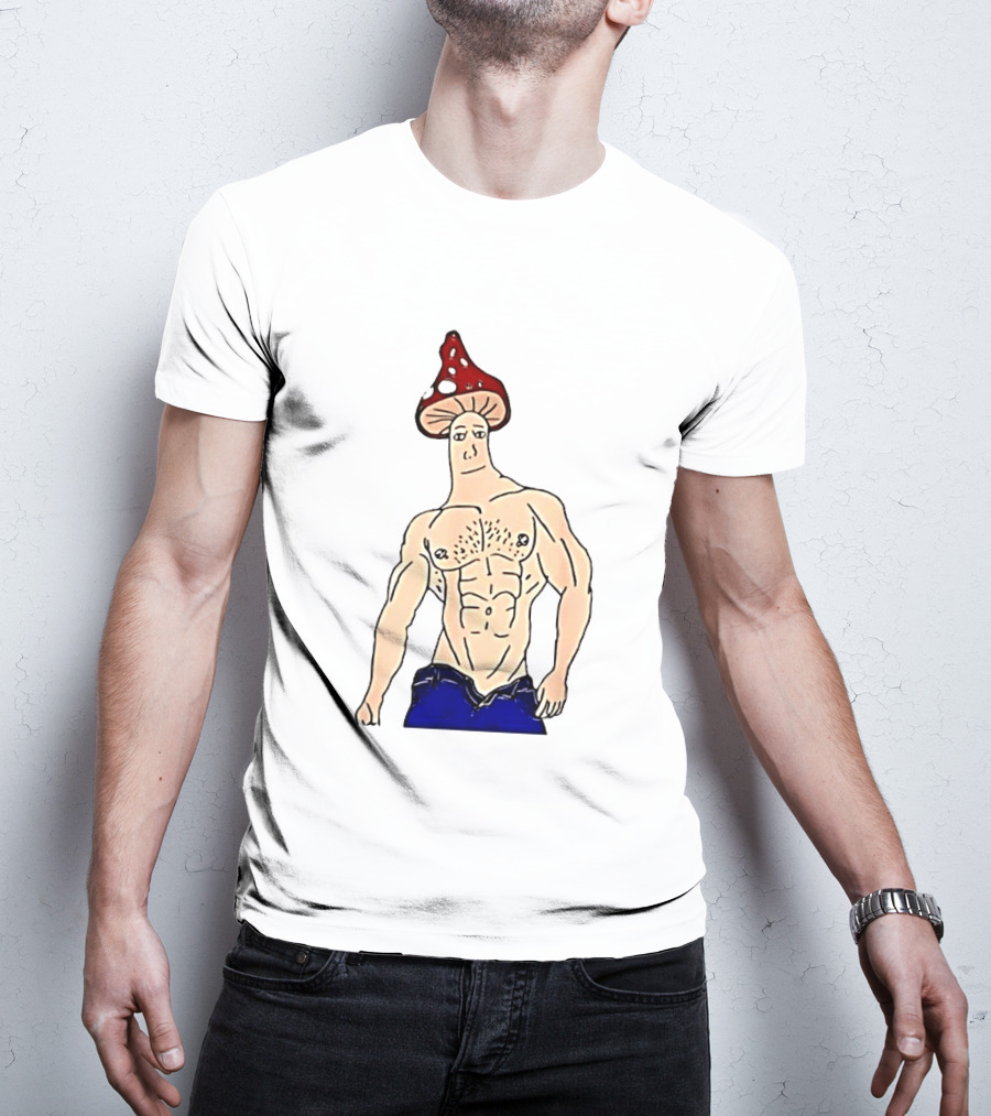 Wojak Shroomjak Buff Gym Meme Mushroom Head T-Shirt