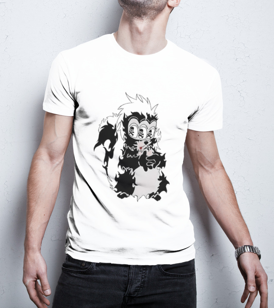 Three Eyed Skunk With Skull Eyes Surreal Creature T-Shirt