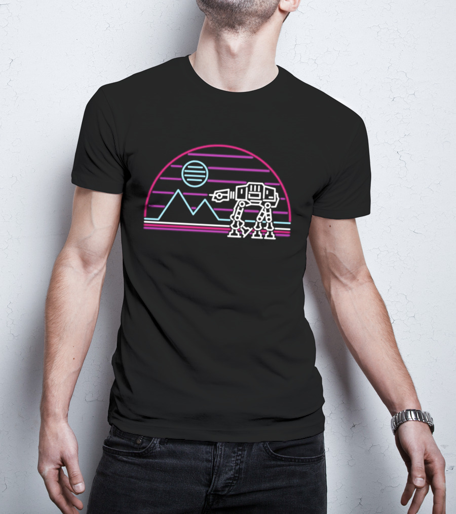 AT AT Walker On Hoth Neon Sign Scene T-Shirt