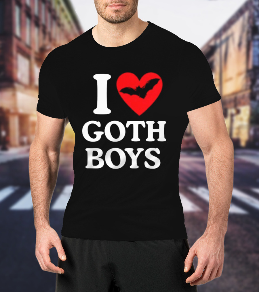 I Love Goth Boys Heart Bat T-Shirt