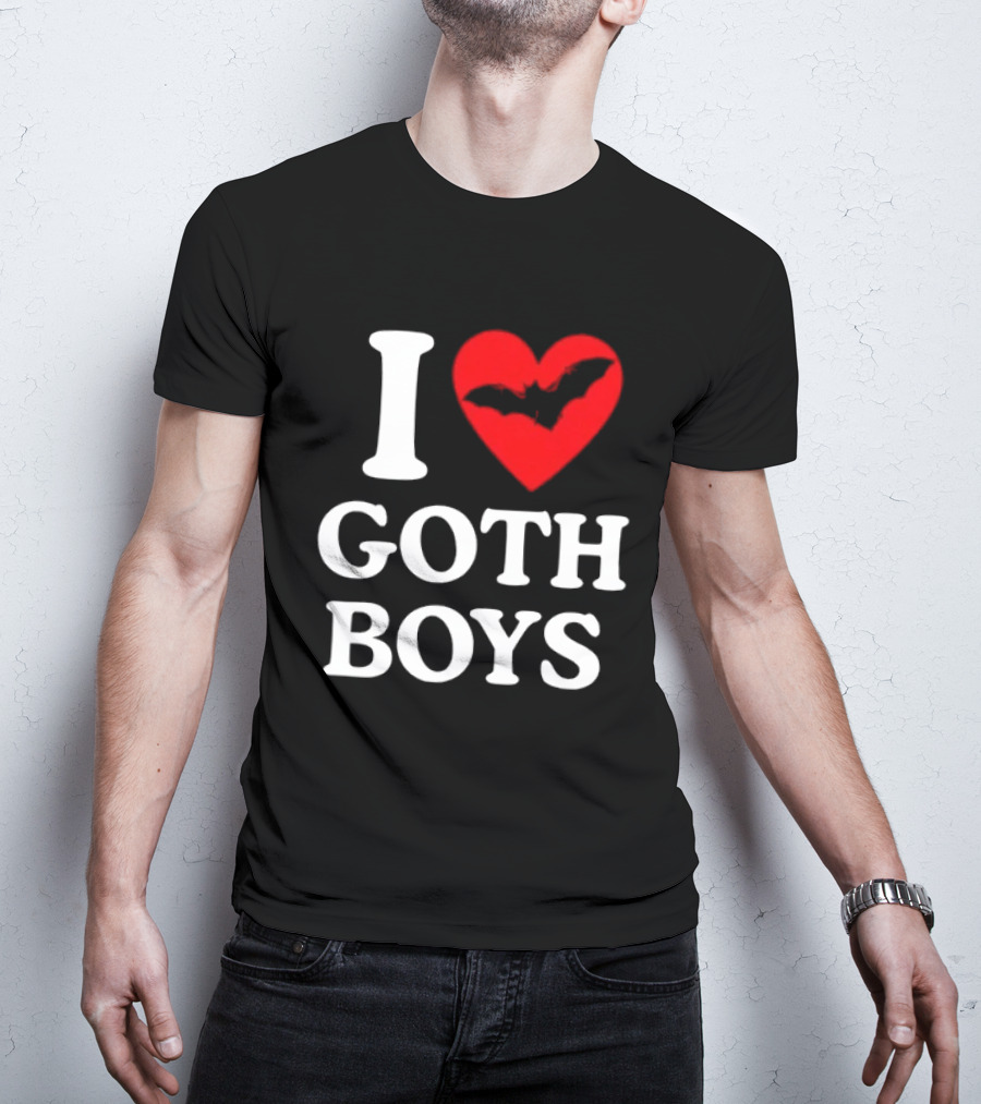 I Love Goth Boys Heart Bat T-Shirt