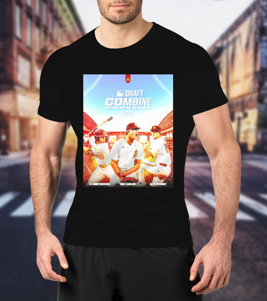 MLB Draft Combine Moutzouridis Carlon Overbay Arizona State Sun Devils Baseball T-Shirt