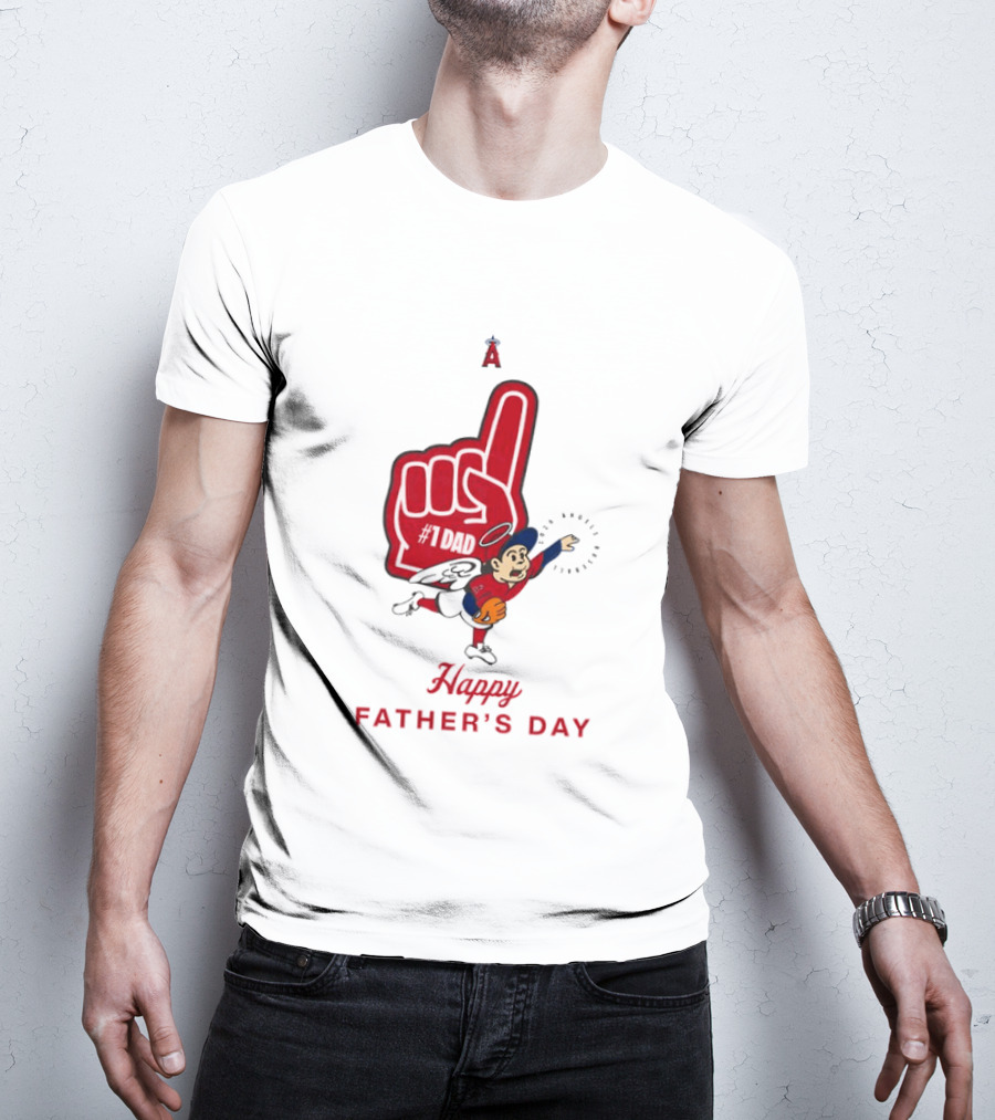 Happy Father's Day 2026 Los Angeles Angels Baseball Fan Foam Finger T-Shirt