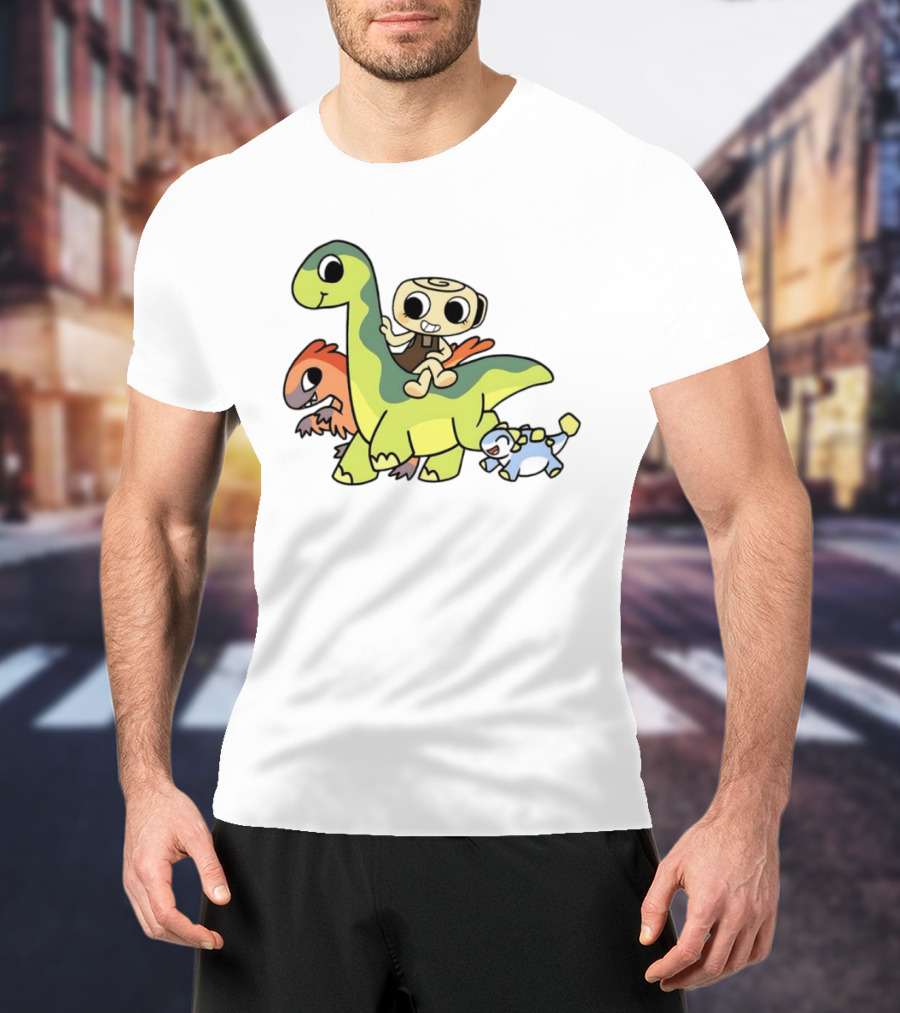 Cinnamon Roll Riding Dinosaurs Cute Cartoon Characters T-Shirt
