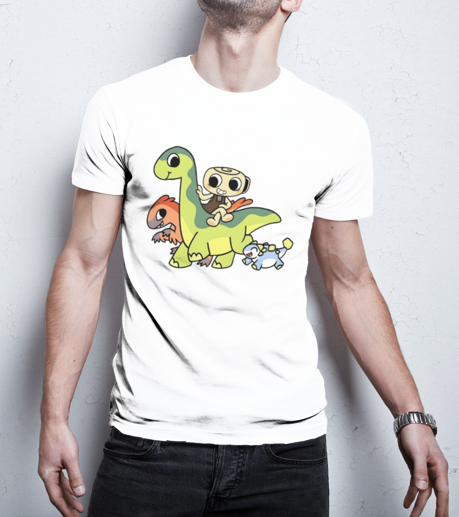 Cinnamon Roll Riding Dinosaurs Cute Cartoon Characters T-Shirt