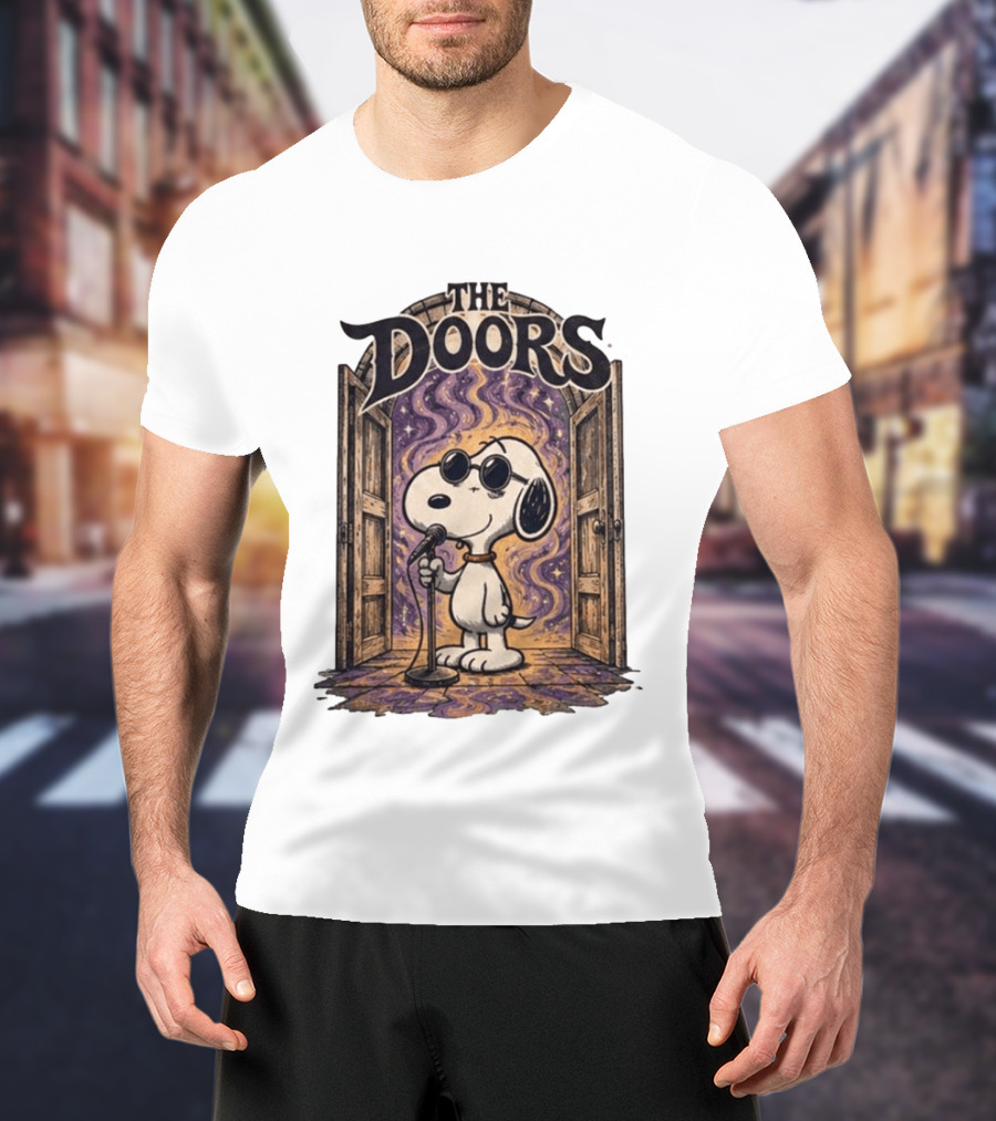 Snoopy The Doors Open The Mind Midnight Light T-Shirt