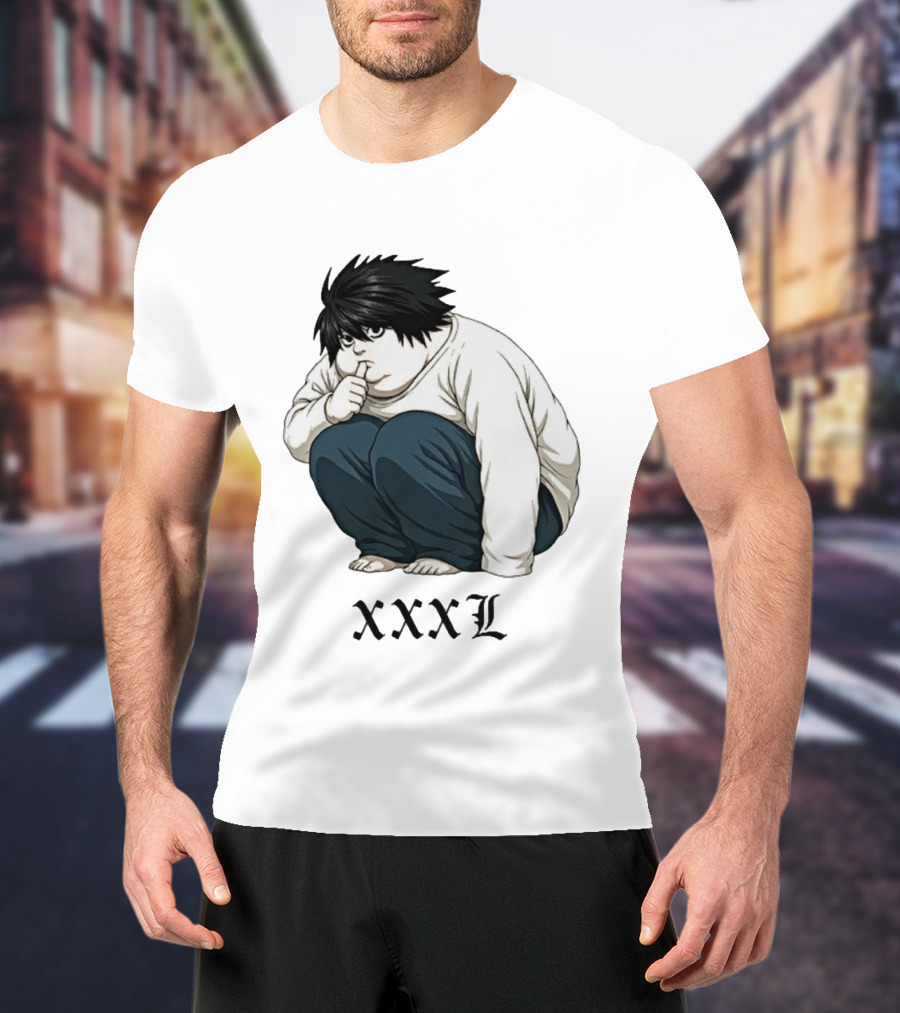 L Lawliet Xxxl Meme Anime Character Sitting Pose T-Shirt
