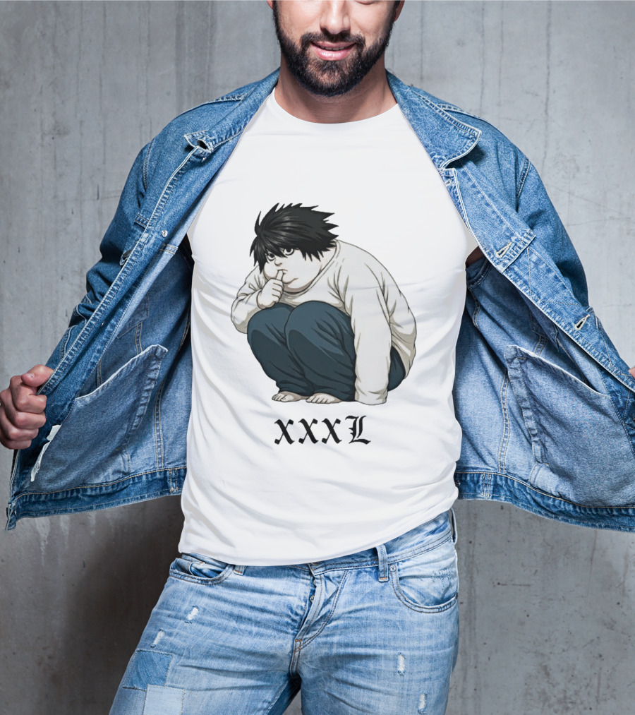 L Lawliet Xxxl Meme Anime Character Sitting Pose T-Shirt