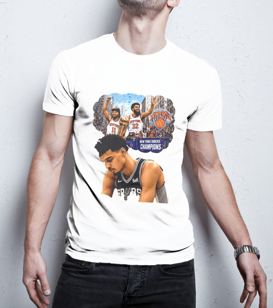 Victor Wembanyama Spurs Dreaming Jalen Brunson Karl Anthony Towns Knicks Champions T-Shirt