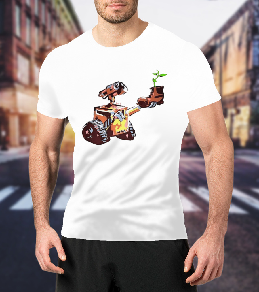 Pixar WALL E Holding Boot With Plant Iconic Scene T-Shirt