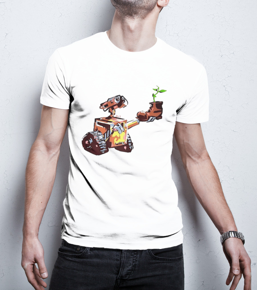 Pixar WALL E Holding Boot With Plant Iconic Scene T-Shirt