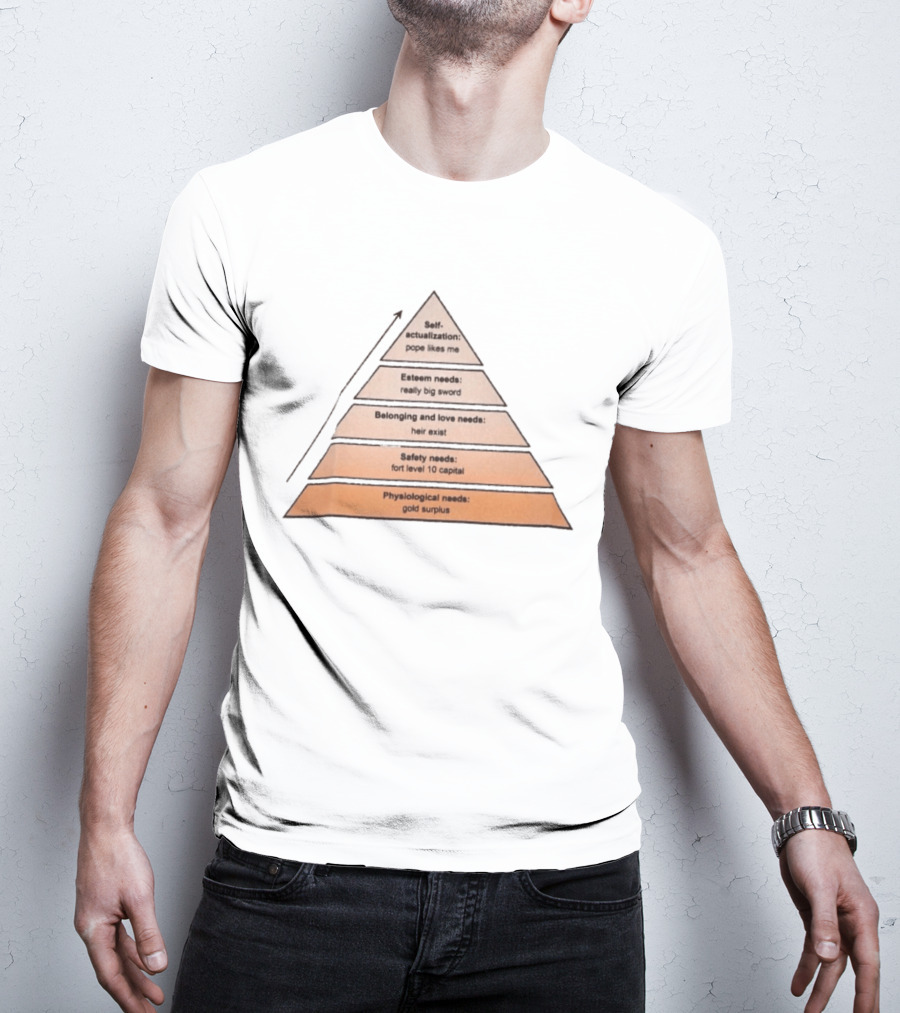 Maslow's Pyramid Parody Crusader Kings III Self Actualization Pope Likes Me Needs T-Shirt
