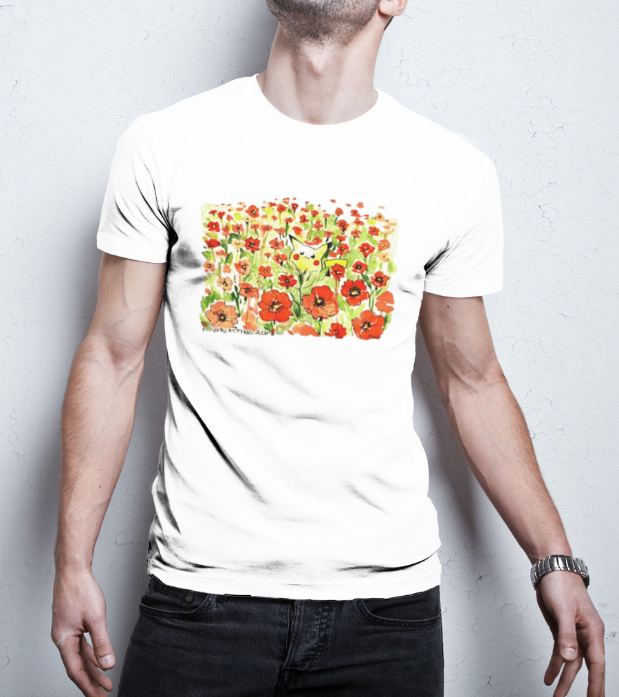 Pikachu Pokemon Everlasting Ash Floral Field T-Shirt