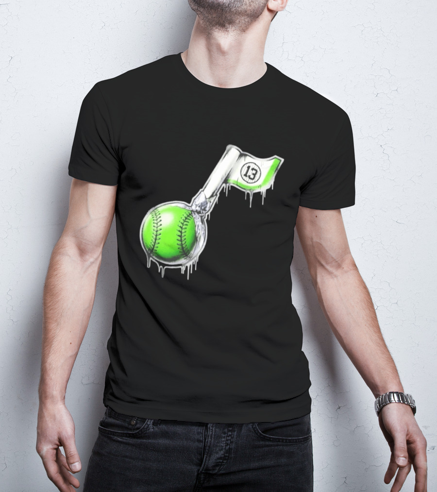 13 Baseball Lollipop Dripping Ice Cream Green Ball T-Shirt