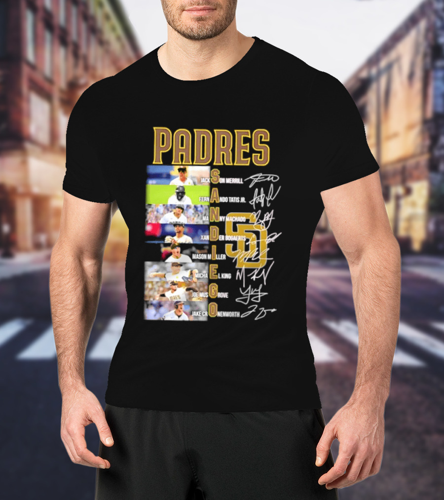 Padres San Diego Jackson Merrill Fernando Tatis Jr Manny Machado MLB Team Logos T-Shirt