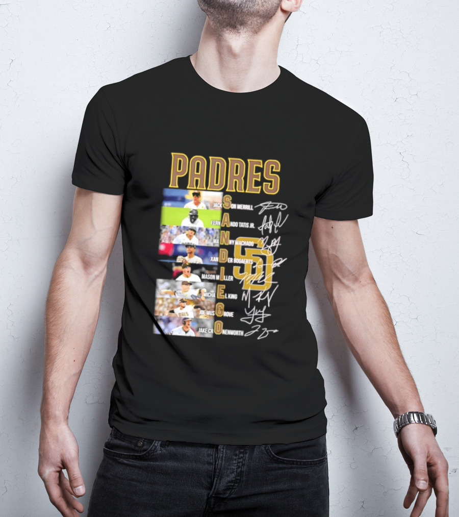 Padres San Diego Jackson Merrill Fernando Tatis Jr Manny Machado MLB Team Logos T-Shirt