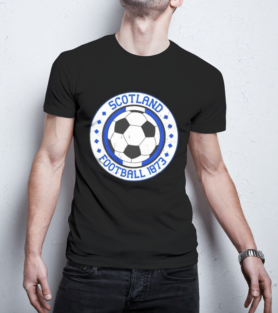 Scotland Football Soccer Ball Emblem 1873 Vintage Blue And White T-Shirt