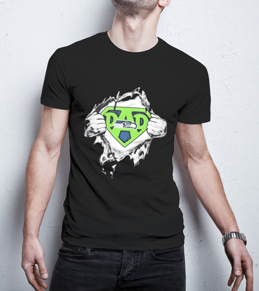 Seattle Seahawks Super Dad Ripped Chest DAD T-Shirt