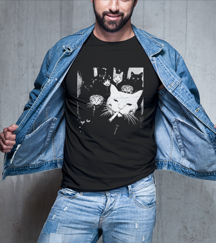 Smoking Cats Street Gang Hardened Feline Crew Members Motorcycle Club T-Shirt