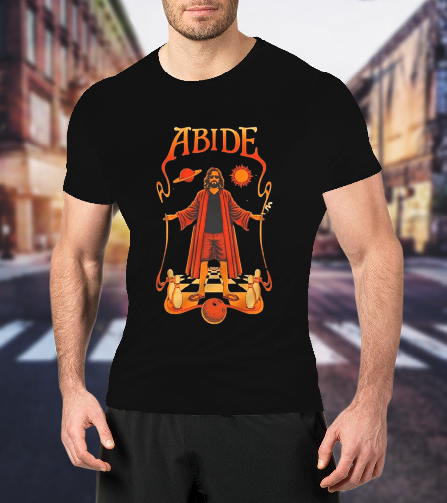 The Big Lebowski Abide Dude Bowling Solar System T-Shirt