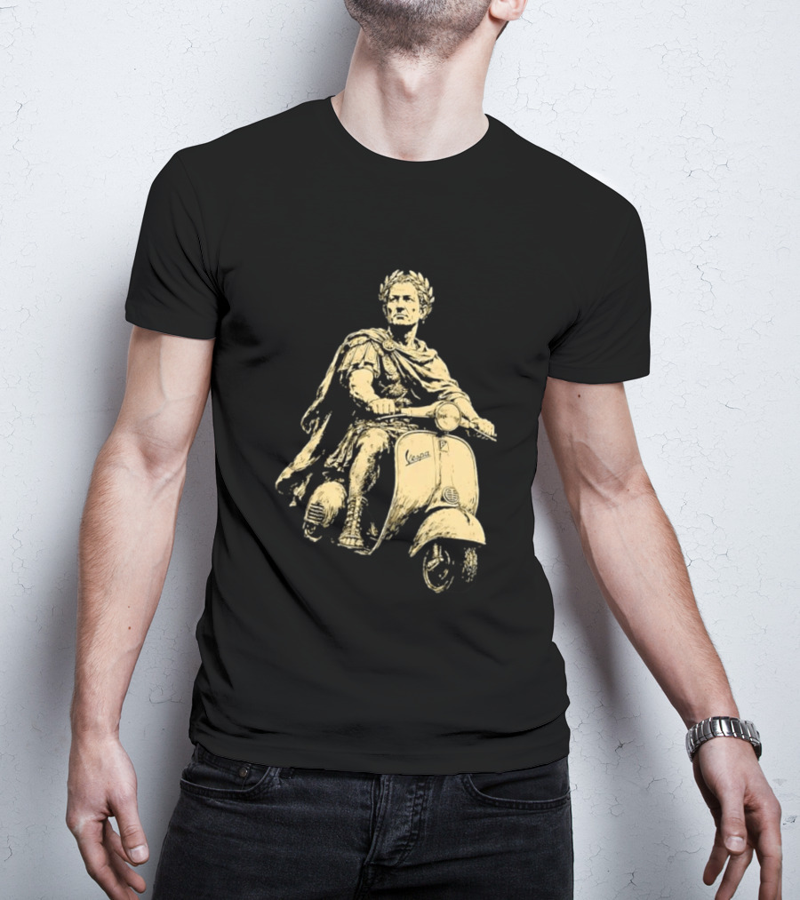Julius Caesar Vespa Scooter Roman Warrior Motif T-Shirt