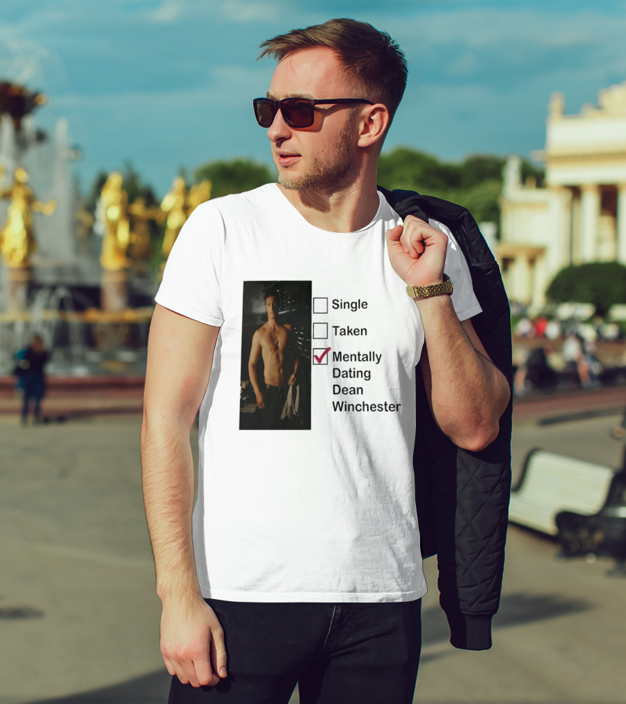 Jensen Ackles Less Mentally Dating Dean Winchester Single Taken Checked T-Shirt