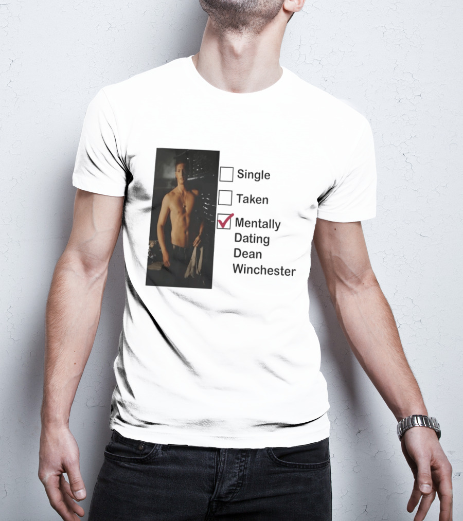 Jensen Ackles Less Mentally Dating Dean Winchester Single Taken Checked T-Shirt