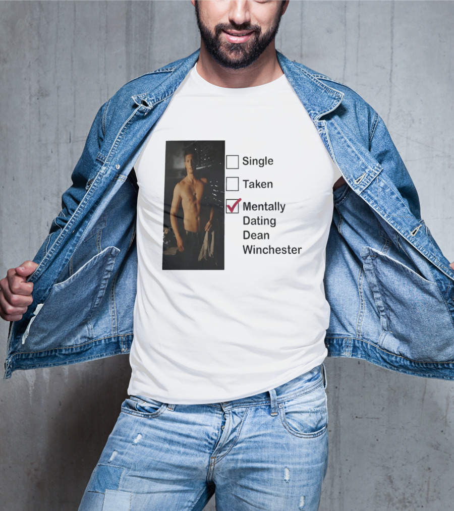 Jensen Ackles Less Mentally Dating Dean Winchester Single Taken Checked T-Shirt