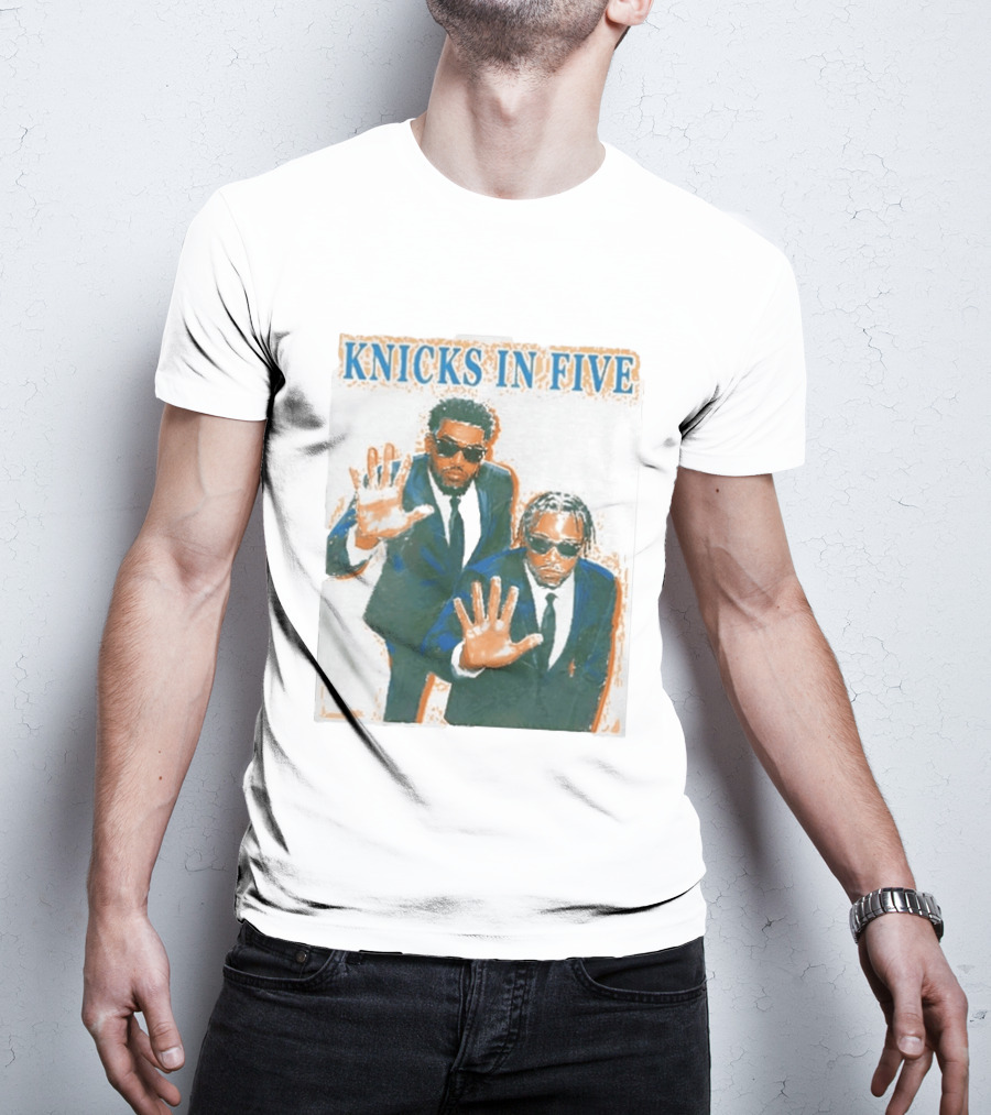 Knicks In Five Mikal Bridges Og Anunoby Players In Suits T-Shirt