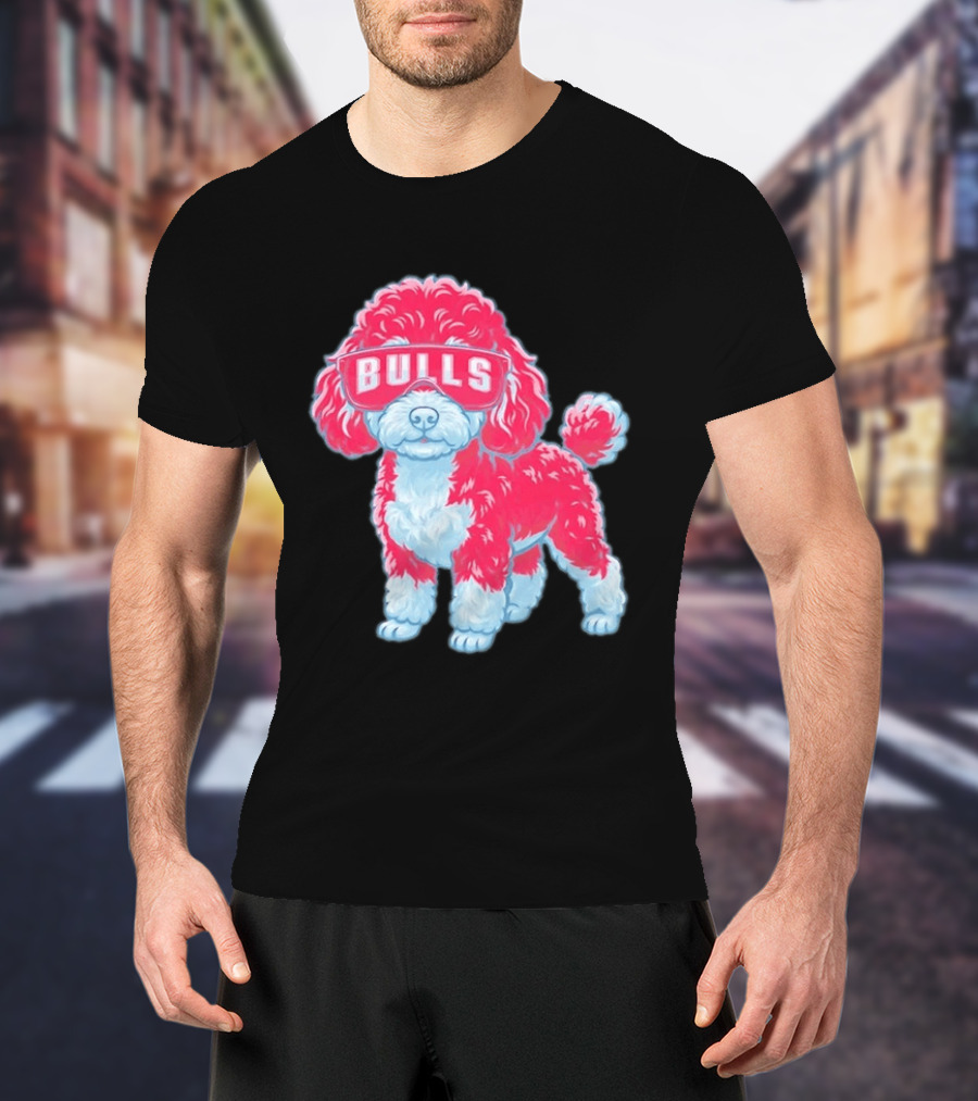 Chicago Bulls Poodle Cartoon Glasses T-Shirt