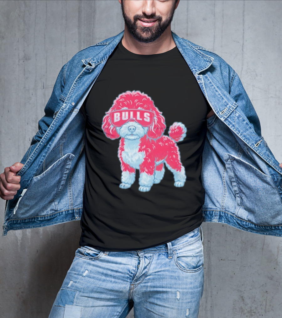 Chicago Bulls Poodle Cartoon Glasses T-Shirt
