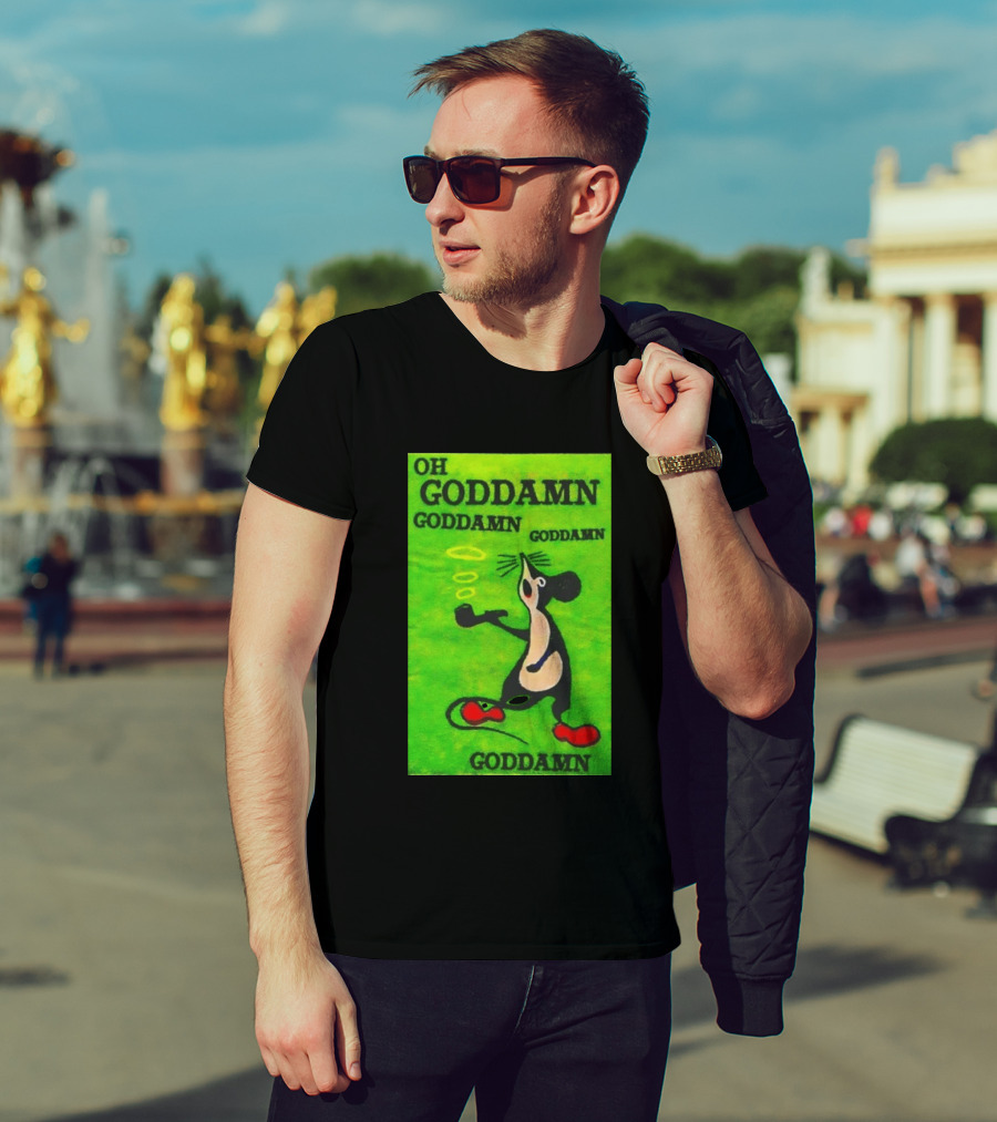 Oh Goddamn Mouse Smoking Pipe Humorous Phrase T-Shirt