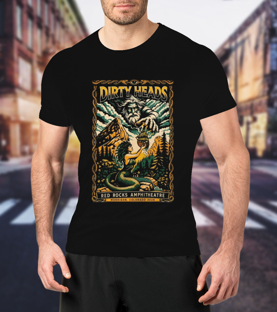 Dirty Heads Red Rocks Amphitheatre Morrison Colorado 2026 Mythical Mermaid And Mountains T-Shirt