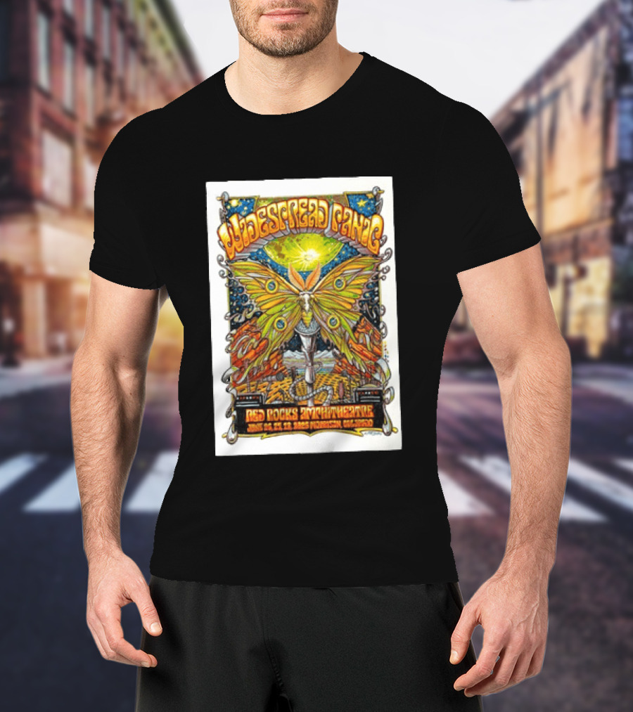 Widespread Panic June 26 28 2026 Red Rocks Amphitheatre Morrison Colorado Moth And Cosmic Sky T-Shirt