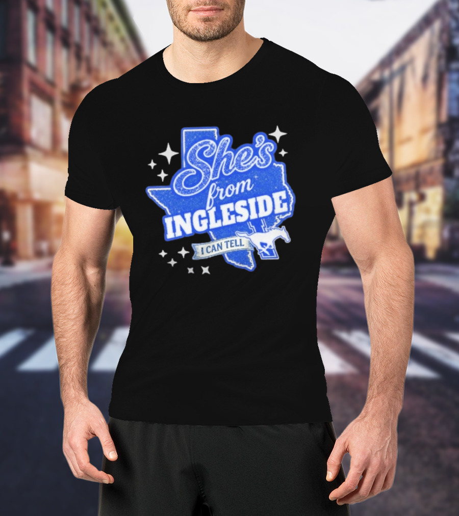 She's From Ingleside I Can Tell Texas Map Mustang T-Shirt