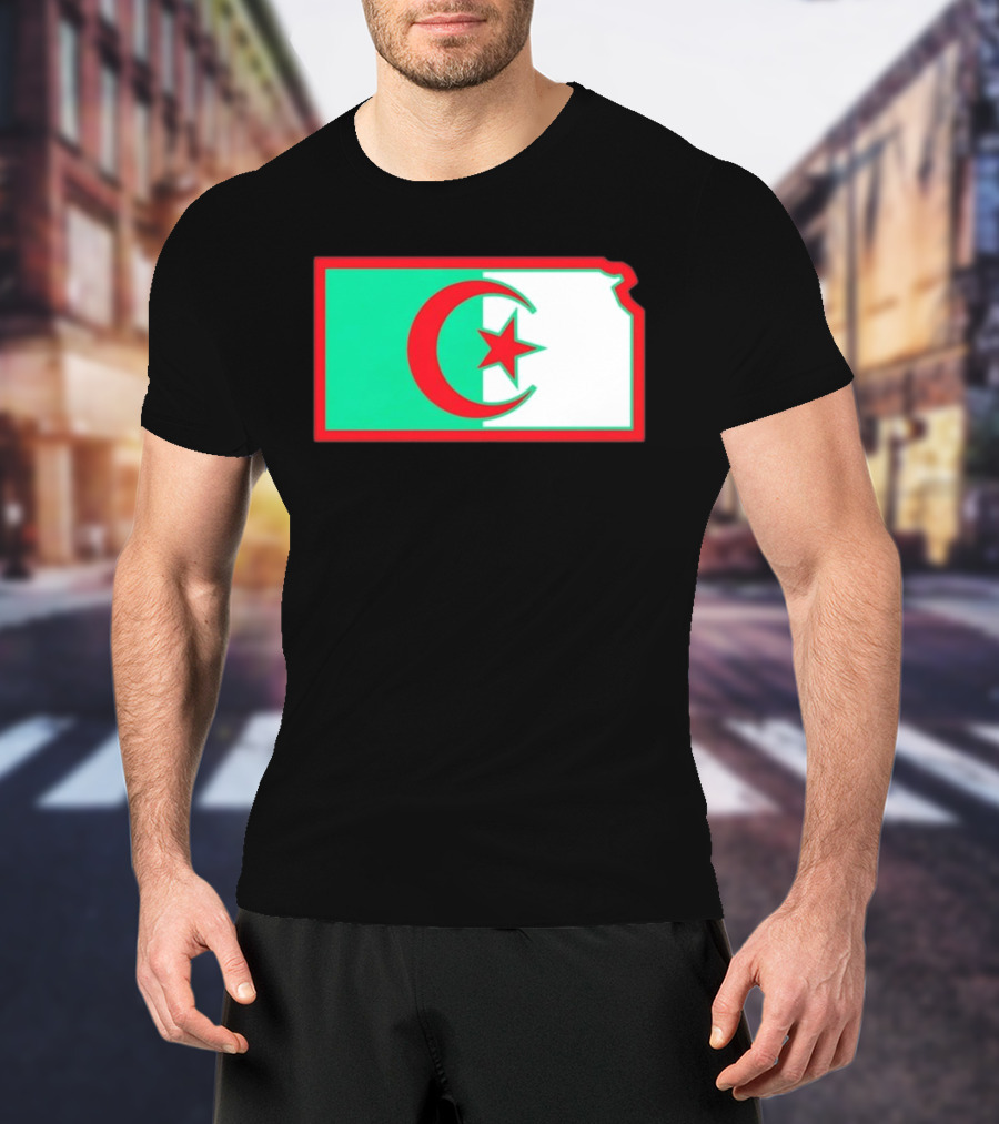 Lawrence Kansas Algeria Flag Map T-Shirt