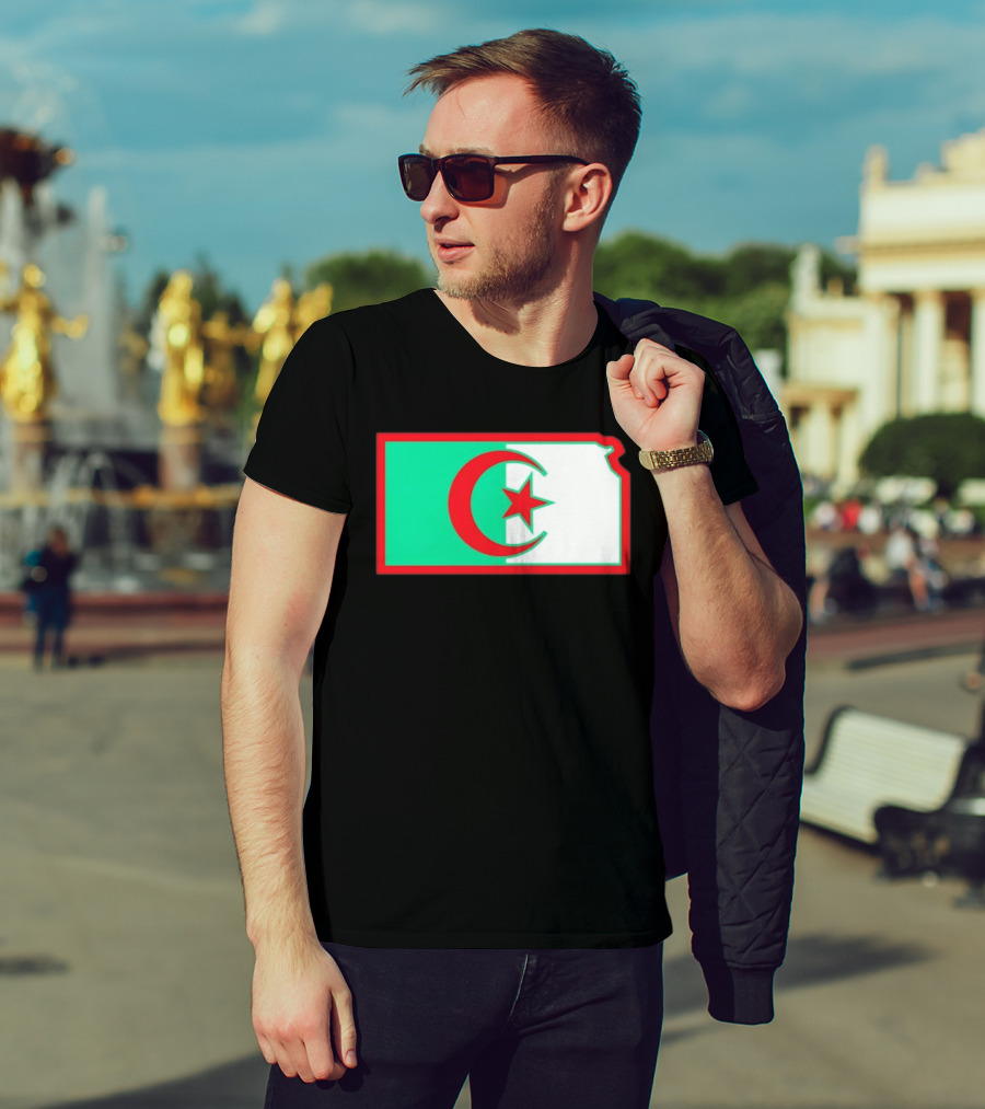 Lawrence Kansas Algeria Flag Map T-Shirt