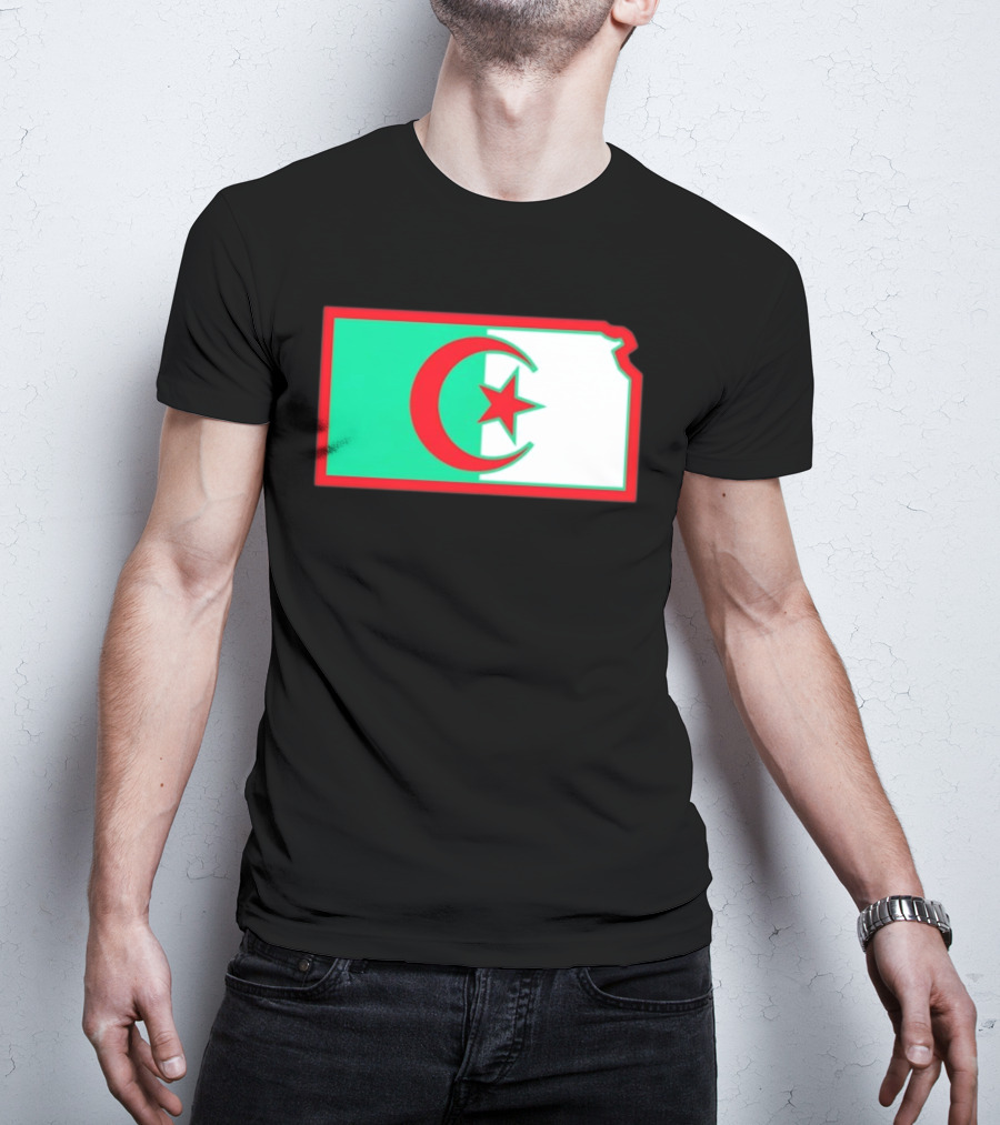 Lawrence Kansas Algeria Flag Map T-Shirt