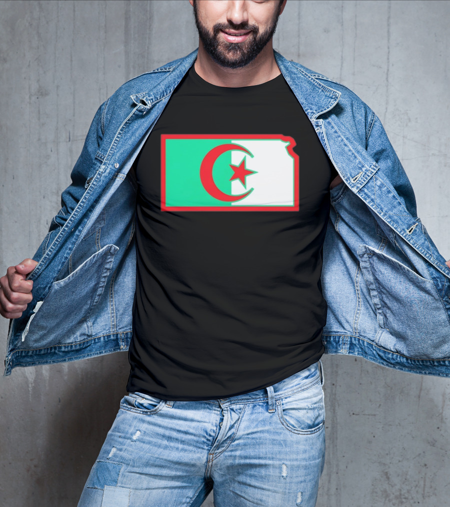 Lawrence Kansas Algeria Flag Map T-Shirt
