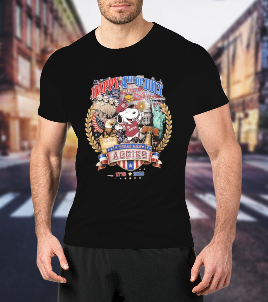 Snoopy Happy 4th Of July Texas A&M Aggies 1776 2026 Celebration T-Shirt