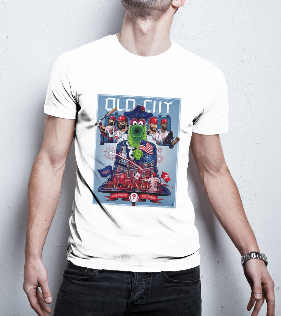 Bryce Harper Kyle Schwarber Philadelphia Phillies The Phanatic I Love My Country Old City MLB All Star Game 2026 T-Shirt