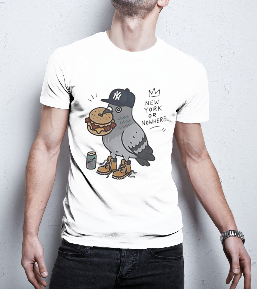New York Or Nowhere Pigeon Bagel Timberlands Arizona Iced Tea T-Shirt