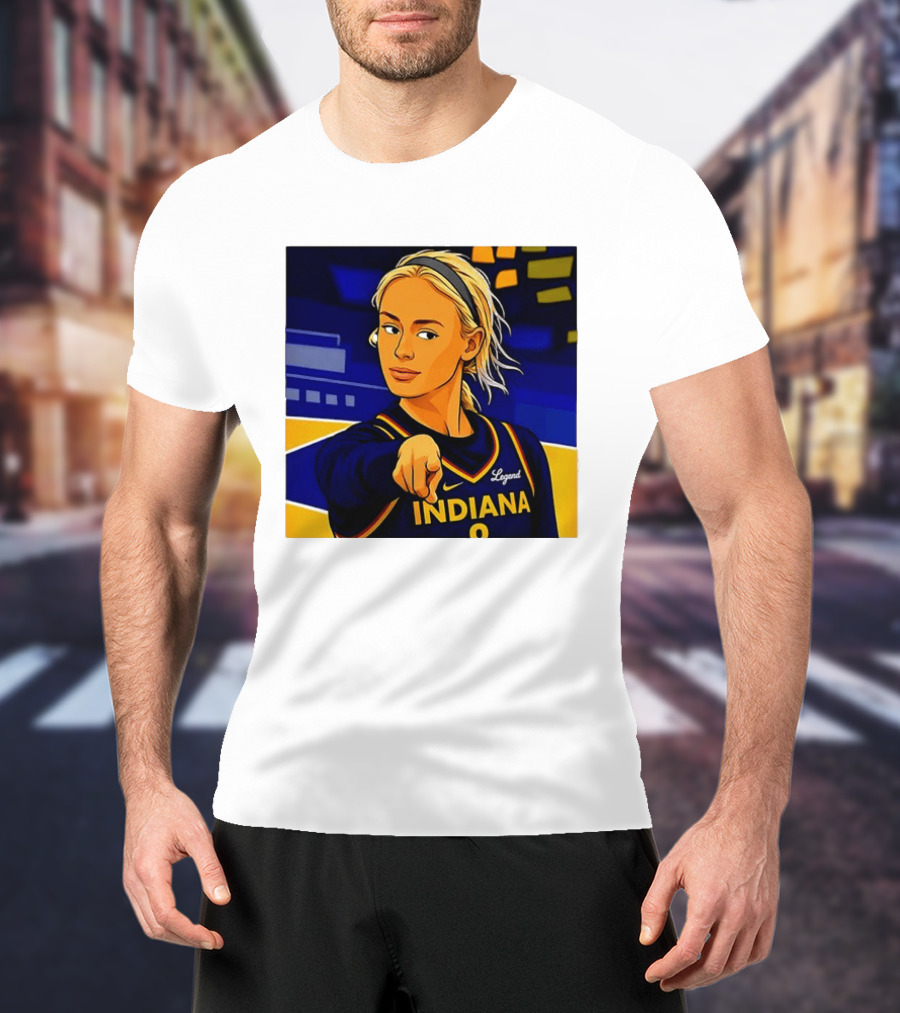 Indiana Basketball Legend Blonde Pointing Cartoon T-Shirt