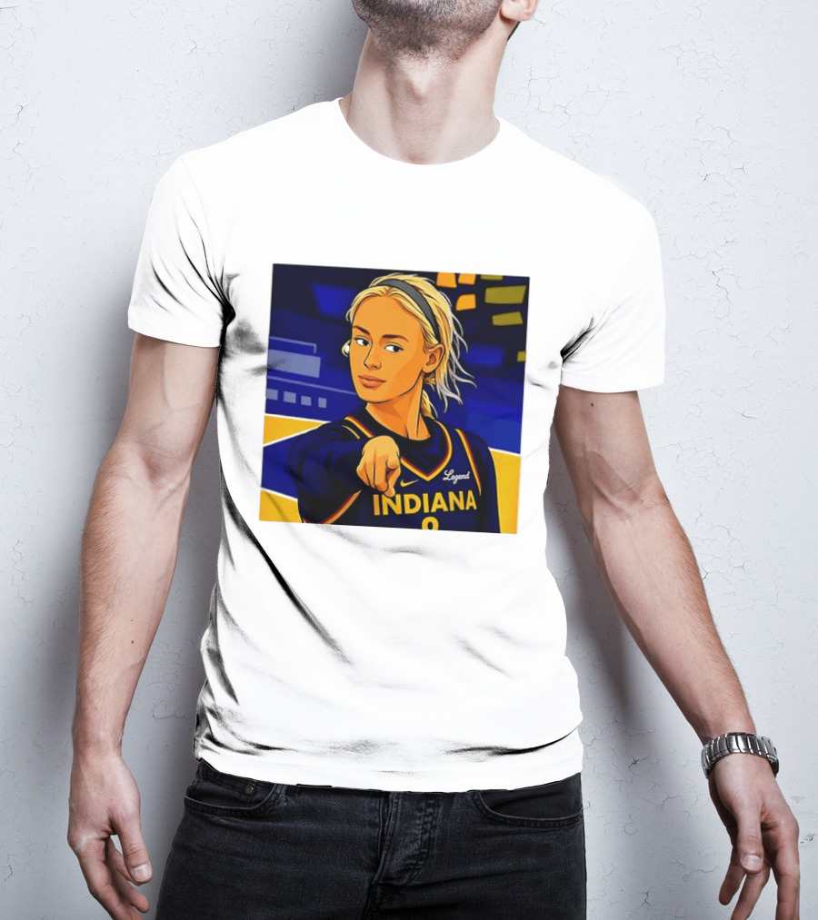 Indiana Basketball Legend Blonde Pointing Cartoon T-Shirt