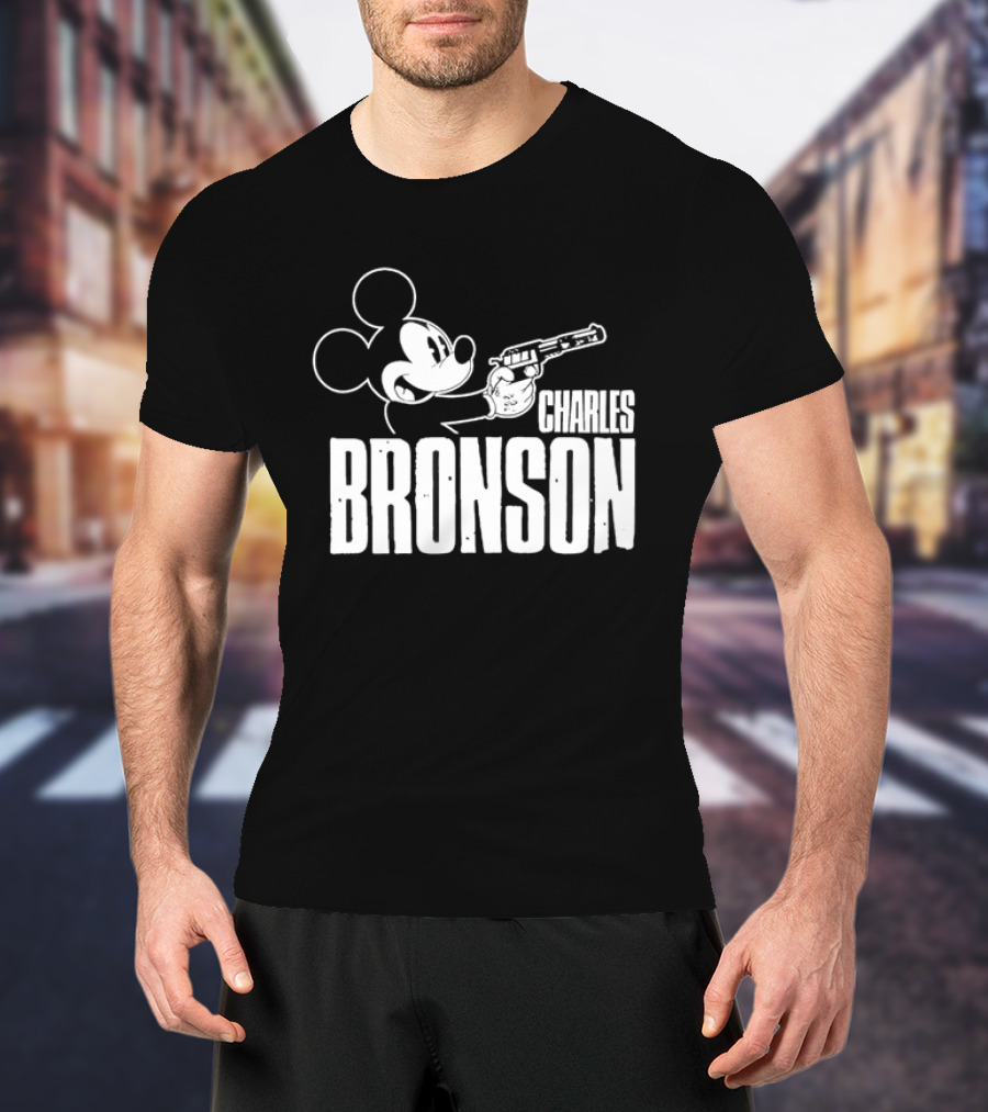 Charles Bronson Mickey Mouse Holding Gun T-Shirt