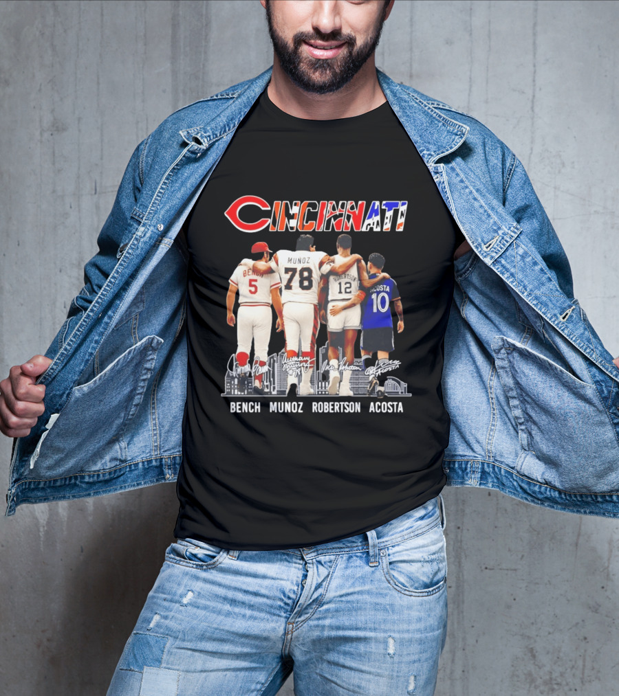 Cincinnati Icons Bench Munoz Robertson Acosta Sports Legends T-Shirt
