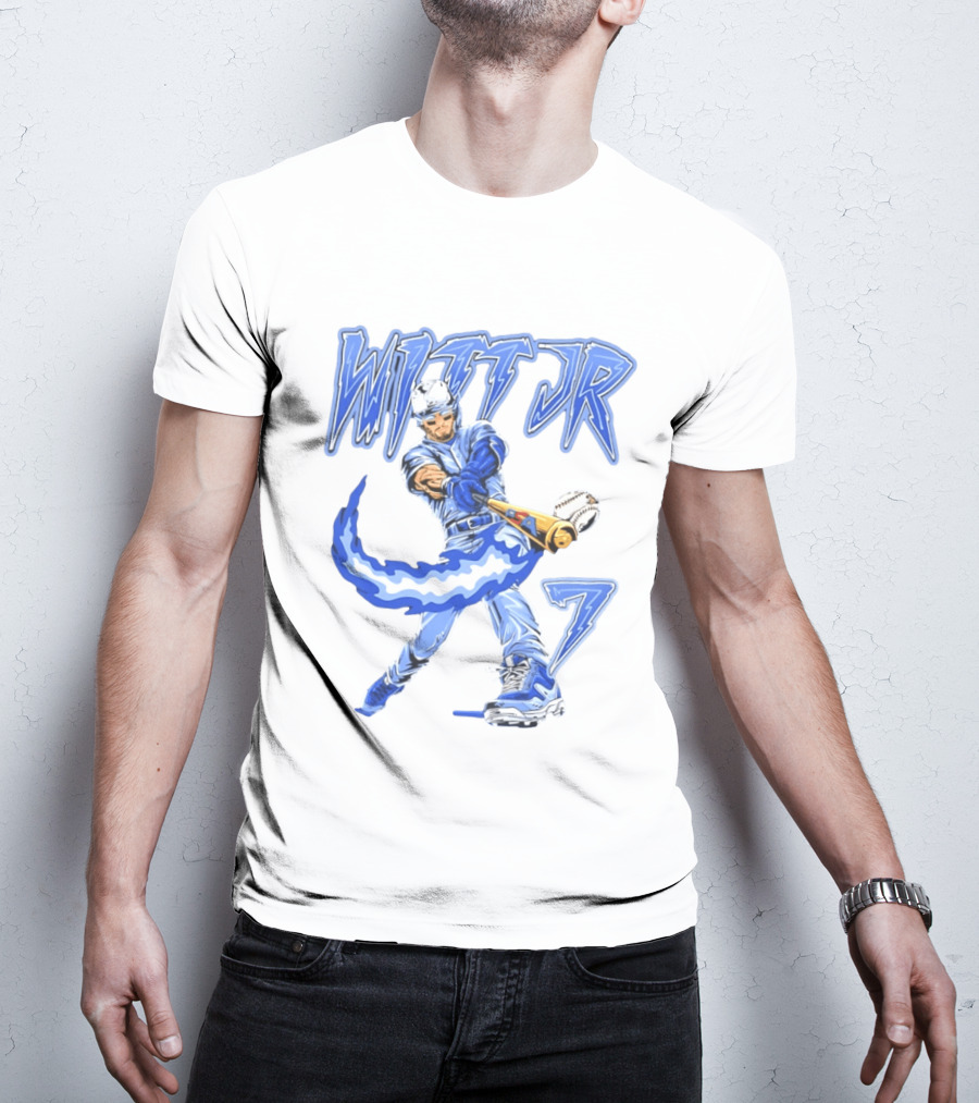 Witt Jr 7 Flaming Bat Baseball Player T-Shirt